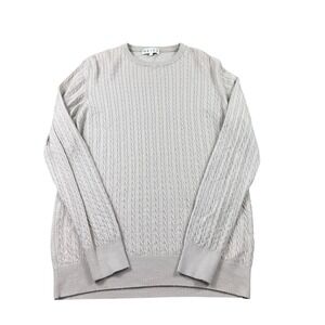 Reiss Tan Lightweight Cableknit Wool Men’s Crewneck Sweater Size Large